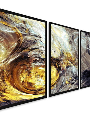 Quadros decorativos abstratos gold dourado fractal moderno