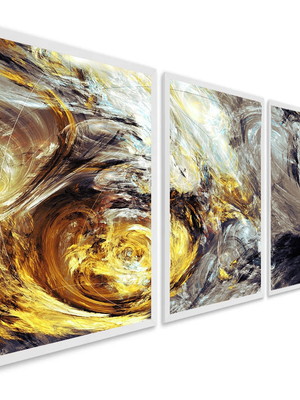 Quadros decorativos abstratos gold dourado fractal moderno