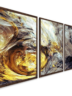 Quadros decorativos abstratos gold dourado fractal moderno