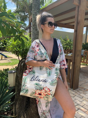 Saída de praia longa- personalizada - flores
