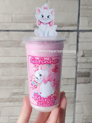 Kit com 10 copos de algodão doce - gatinha marrie