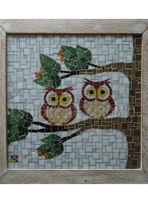 Quadro decorativo em mosaicos - corujas (oficial j&r)