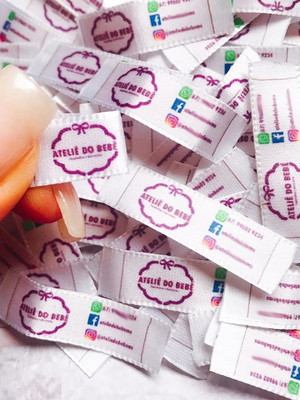 100 etiquetas cetim bandeirinha mini