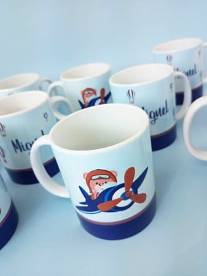 Caneca lembrança maternidade urso aviador
