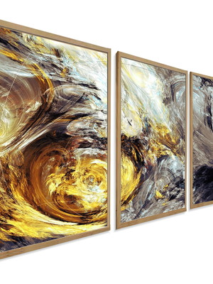 Quadros decorativos abstratos gold dourado fractal moderno