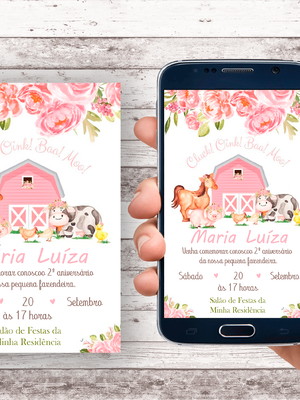 Convite virtual - fazendinha menina 02