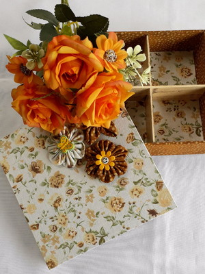 Caixa mdf decorada com tecido