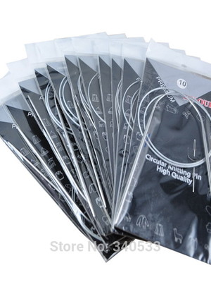 Promoção conjunto kit 11 agulhas circular tricô aço 120 cm.