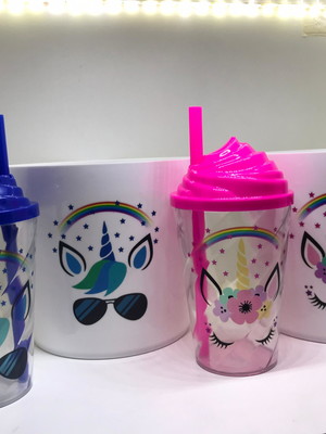 Unicórnio- kit copo e balde 300ml personalizado