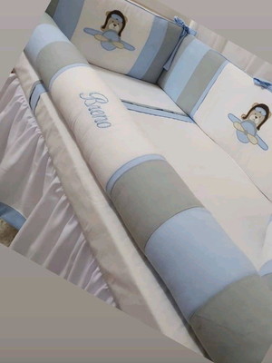 Kit berço americano bebê avião aviador breno 6 peças
