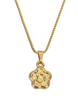 Colar cordão pingente flor dourada folheado ouro 18k. c3p427