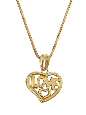 Colar cordão pingente coração love folheado ouro 18k. c3p668