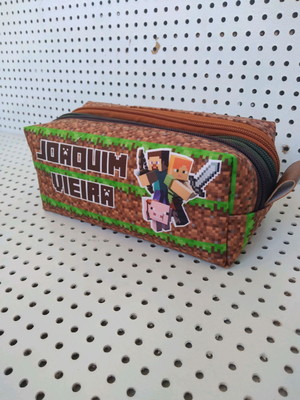 Estojo 3 divisórias minecraft