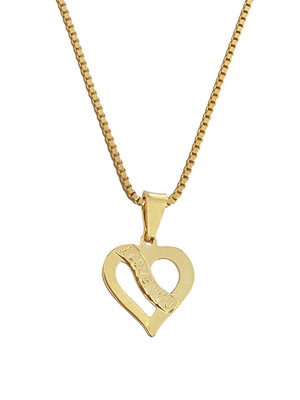 Colar pingente coração i love you folheado ouro 18k. c3p685