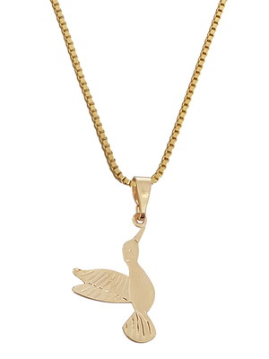 Colar cordão pingente beija flor folheado ouro 18k. c3p775