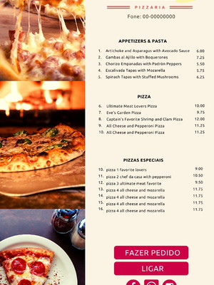 Cardápio menu digital / pizza pizzaria
