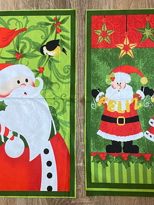 2 tecido natal retangular 26 x 38 cm - papai e mamae noel