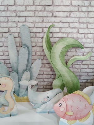 Kit display fundo do mar aquarela - mdf