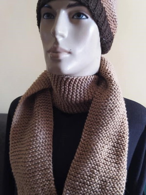 Conjunto gorro e cachecol masculino
