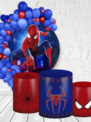 Kit festa master homem aranha painel e capas de cilindro