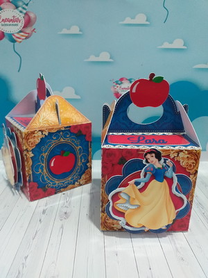 Cubo com alça 3d branca de neve