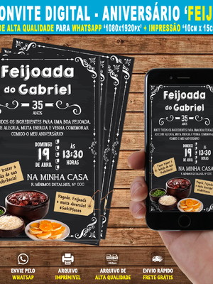 Convite digital aniversário feijoada