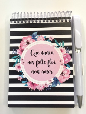 Bloquinho com caneta - mod: que nunca... (preto)