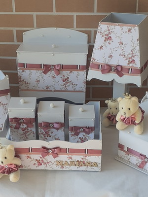 Kit higiene rosê ursinha princesa com nome