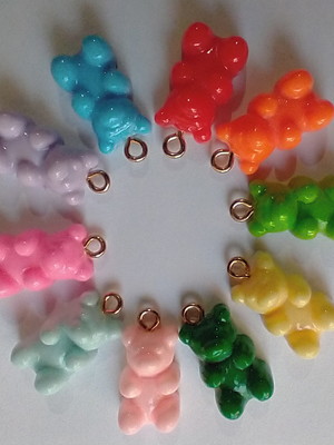 Pingentes ursinho gummy bear color, diy bijuterias
