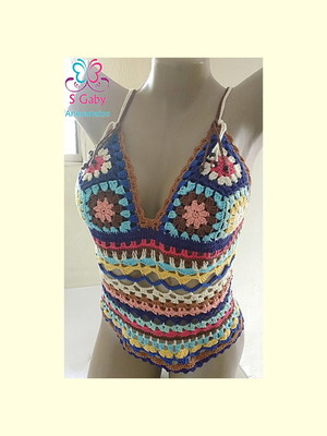 Blusa de croche colorida