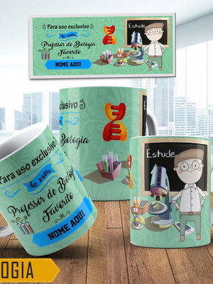 Caneca de porcelana meu professor de biologia com nome