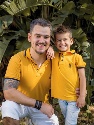 Kit polos tal pai tal filhos mostarda
