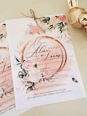 Convite casamento papel vegetal