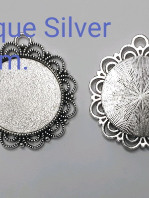 Medalhão p/camafeu redondo /prata antigo/25mm.(3pçs)