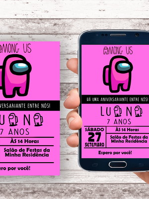 Convite virtual - among us menina