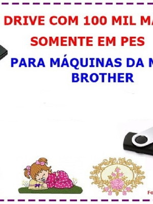 Pendrive 100 mil matrizes em pes bordado brother