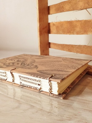 Caderno artesanal a5 costura copta estilizada