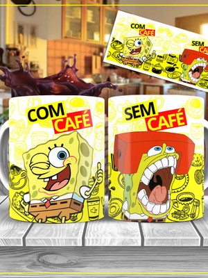 Caneca com café sem café bob esponja porcelana café