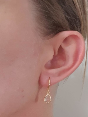 Brinco argola 12mm com pingente gota banhado ouro18k