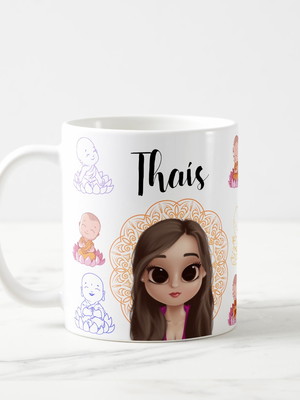 Caneca personalizada budista com budinhas com nome e avatar