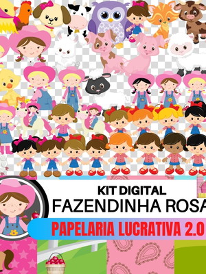 Kit digital fazendinha rosa + de 356 imagens