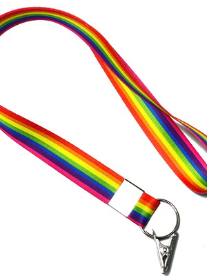 Cordão para crachá arco-íris c0571p com presilha jacaré