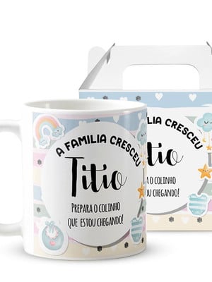 Caneca presente gravidez para tio titio familia cresceu