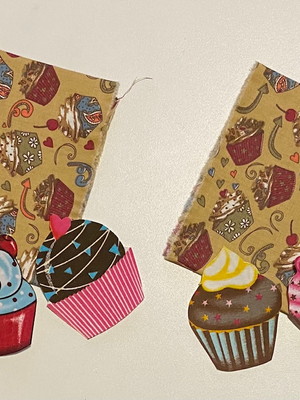 2 kits barra + patch aplique para pano de prato cupcakes #30