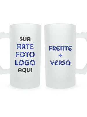Caneca de chopp vidro jateado personalizada campinas 475ml