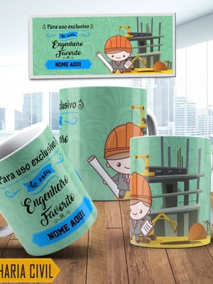 Caneca porcelana meu engenheiro civil favorito com nome