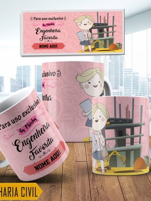 Caneca porcelana minha engenheira civil favorita com nome