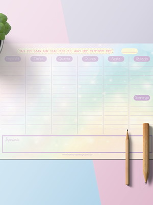 Planner de mesa semanal horizontal