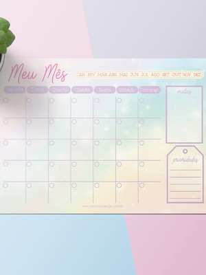 Planner de mesa mensal horizontal