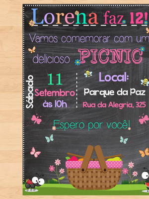 Chalkboard - convite digital - picnic